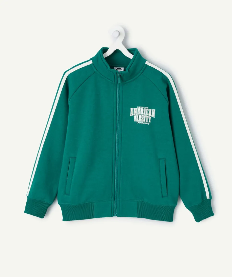 Gilet zippé garçon molleton vert message