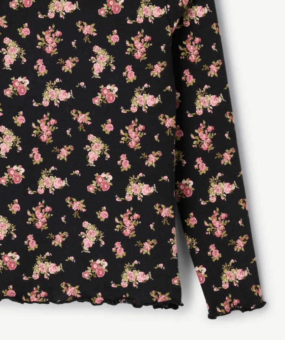 Haut fille à fleurs manches longues