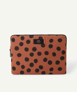 Housse d'ordinateur marron à pois 13 et 14 pouces