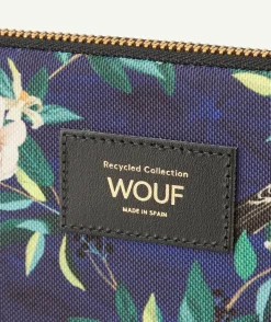 Housse pour tablette en fibres recyclées bleue et imprimée oiseaux
