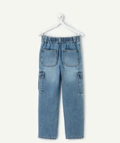 Jean droit cargo garçon en denim