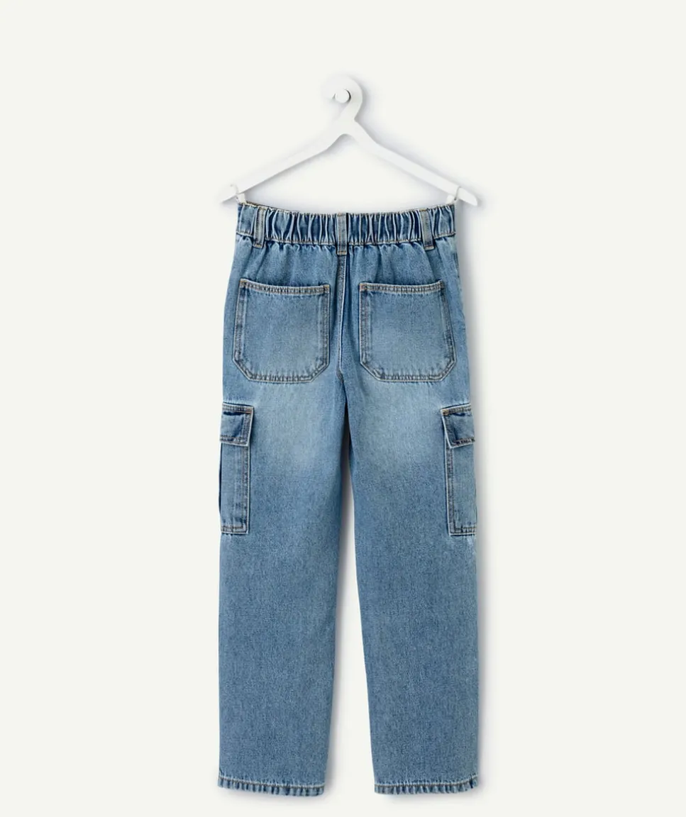 Jean droit cargo garçon en denim