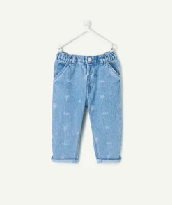 Jean enfant imprimé bleu élastique