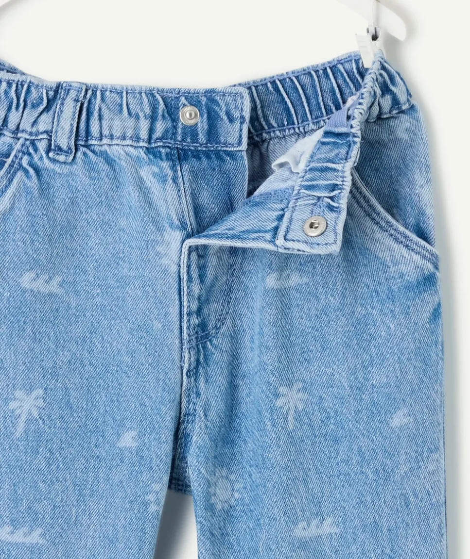Jean enfant imprimé bleu élastique