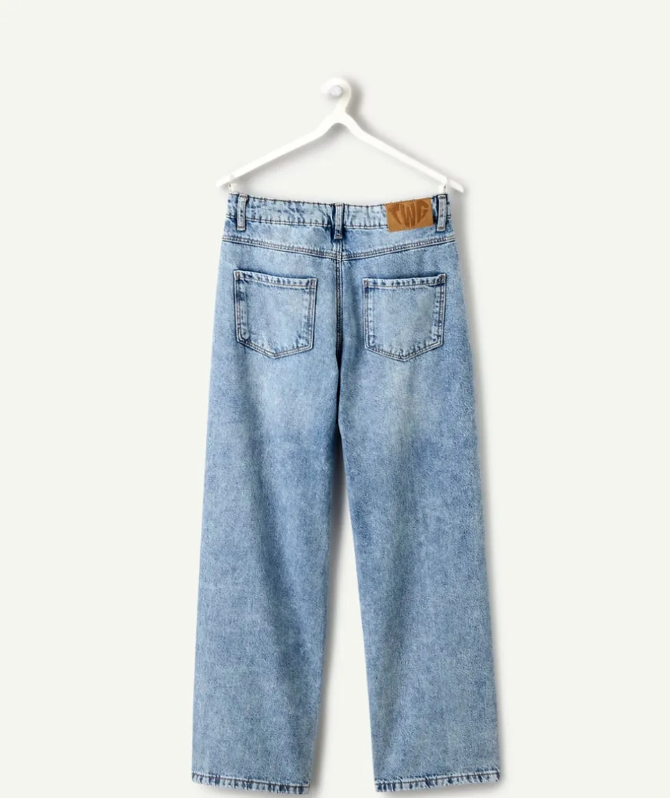 Jean fille baggy bleu delavé
