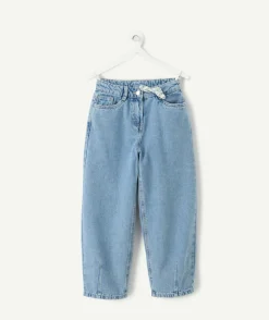Jean fille denim bleu coupe balloon