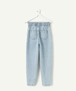 Jean fille droit bleu broderies