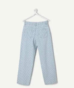 Jean fille droit bleu rayé