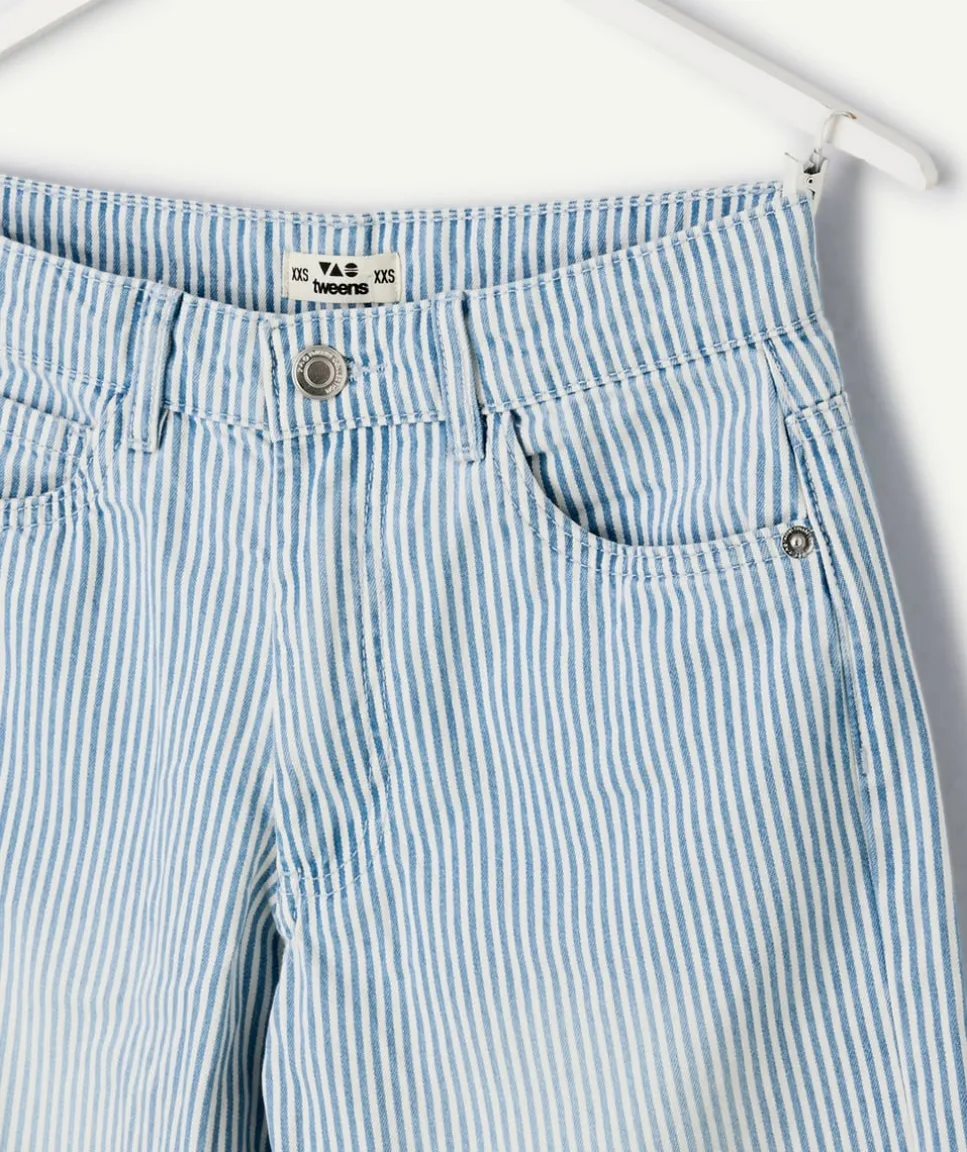 Jean fille droit bleu rayé
