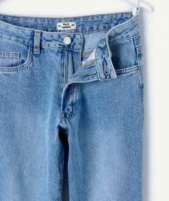 Jean fille droit bleu étoiles léopard aux poches