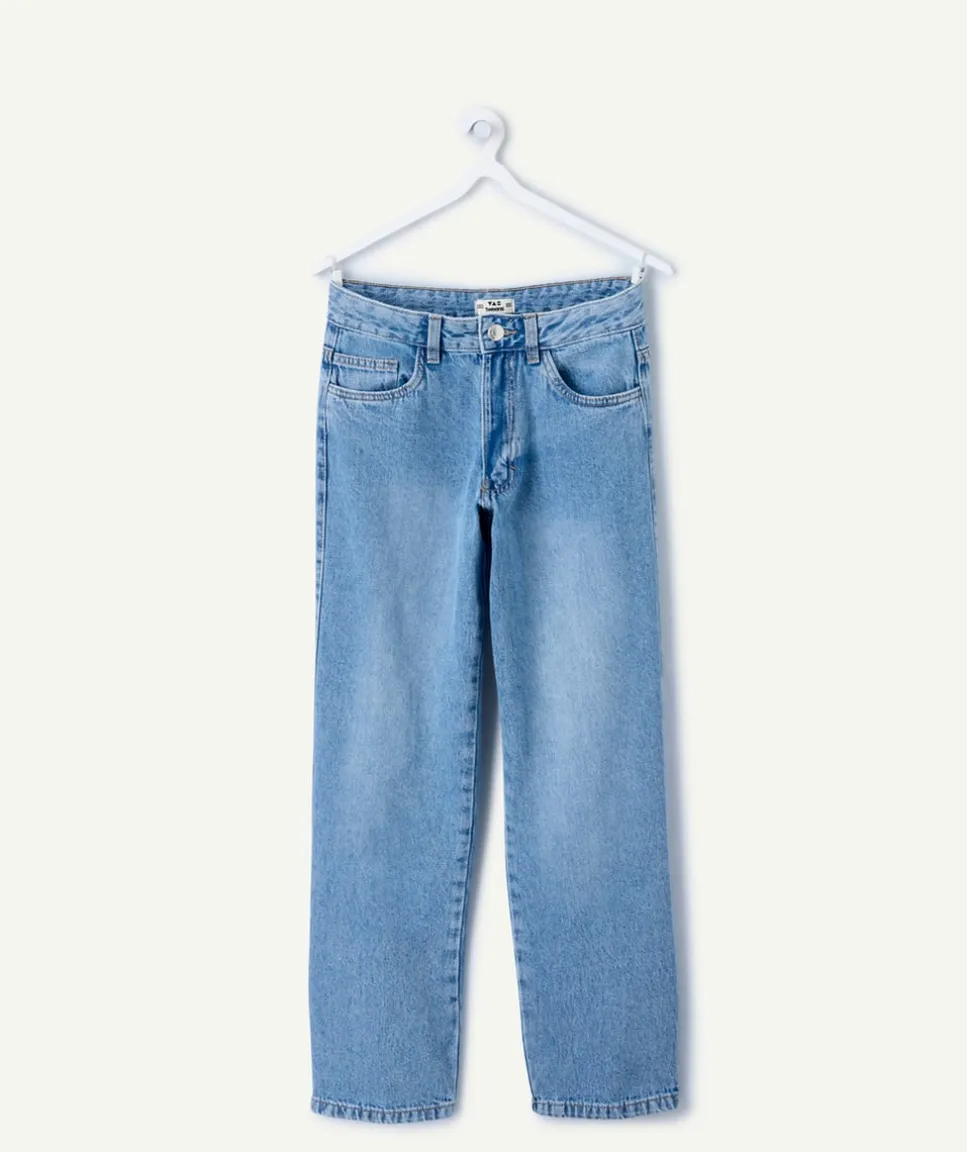 Jean fille droit bleu étoiles léopard aux poches