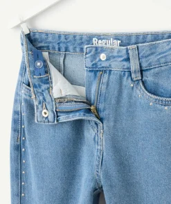 Jean fille droit denim bleu