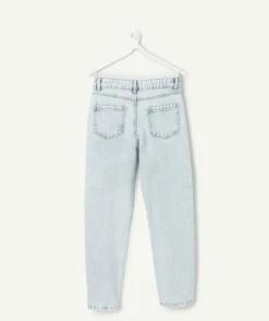 Jean fille droit denim délavé blanchi