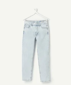 Jean fille droit denim délavé blanchi