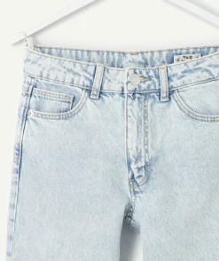 Jean fille droit denim délavé blanchi