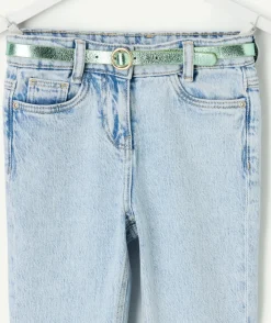 Jean fille flared denim bleu