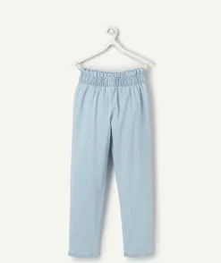 Jean fille fluide bleu avec ceinture