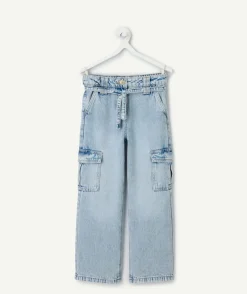 Jean fille large denim bleu