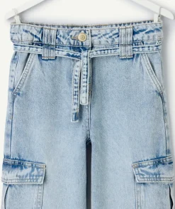 Jean fille large denim bleu