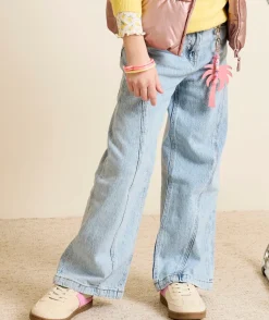 Jean fille large denim bleu clair