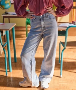 Jean fille large denim clair
