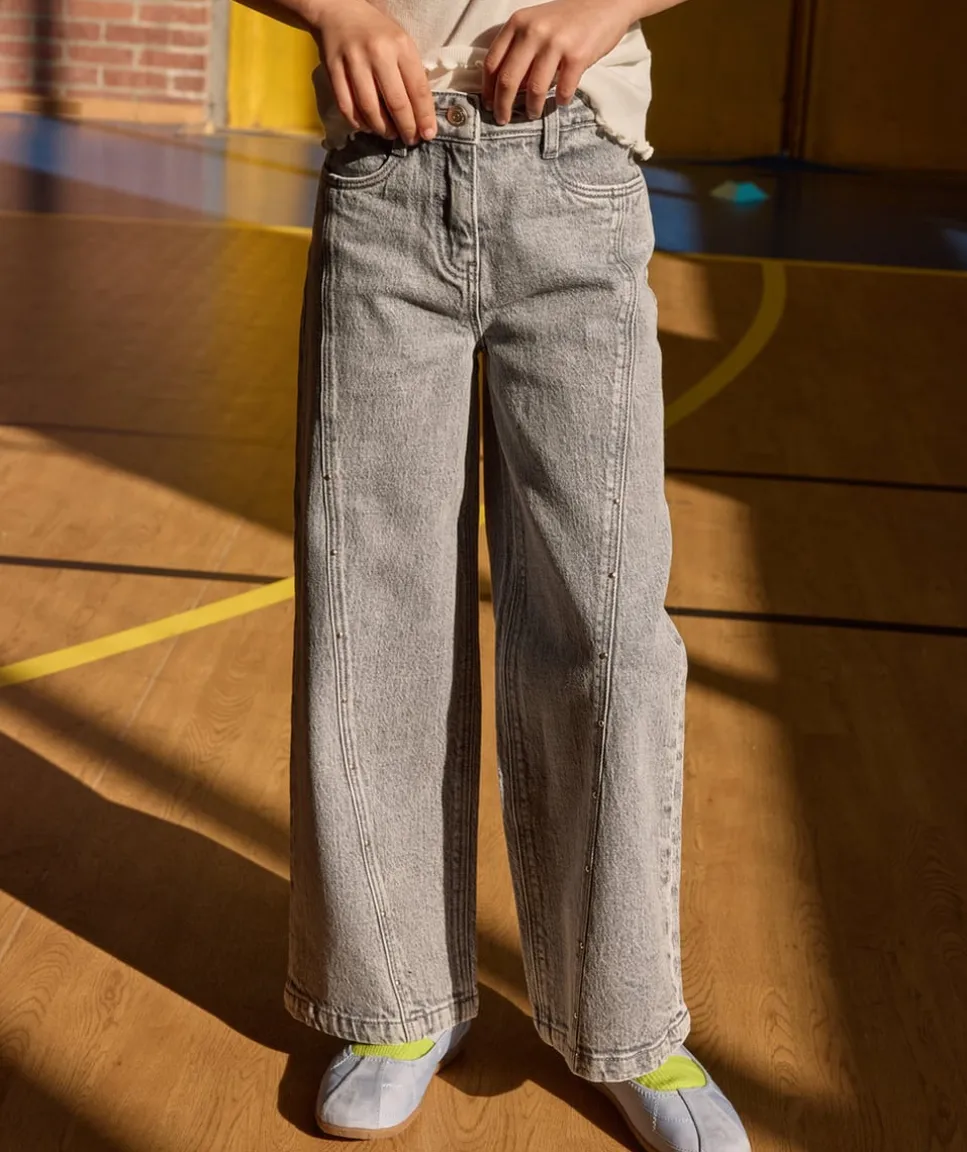 Jean fille large denim gris