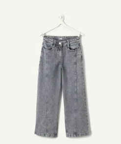 Jean fille large denim gris