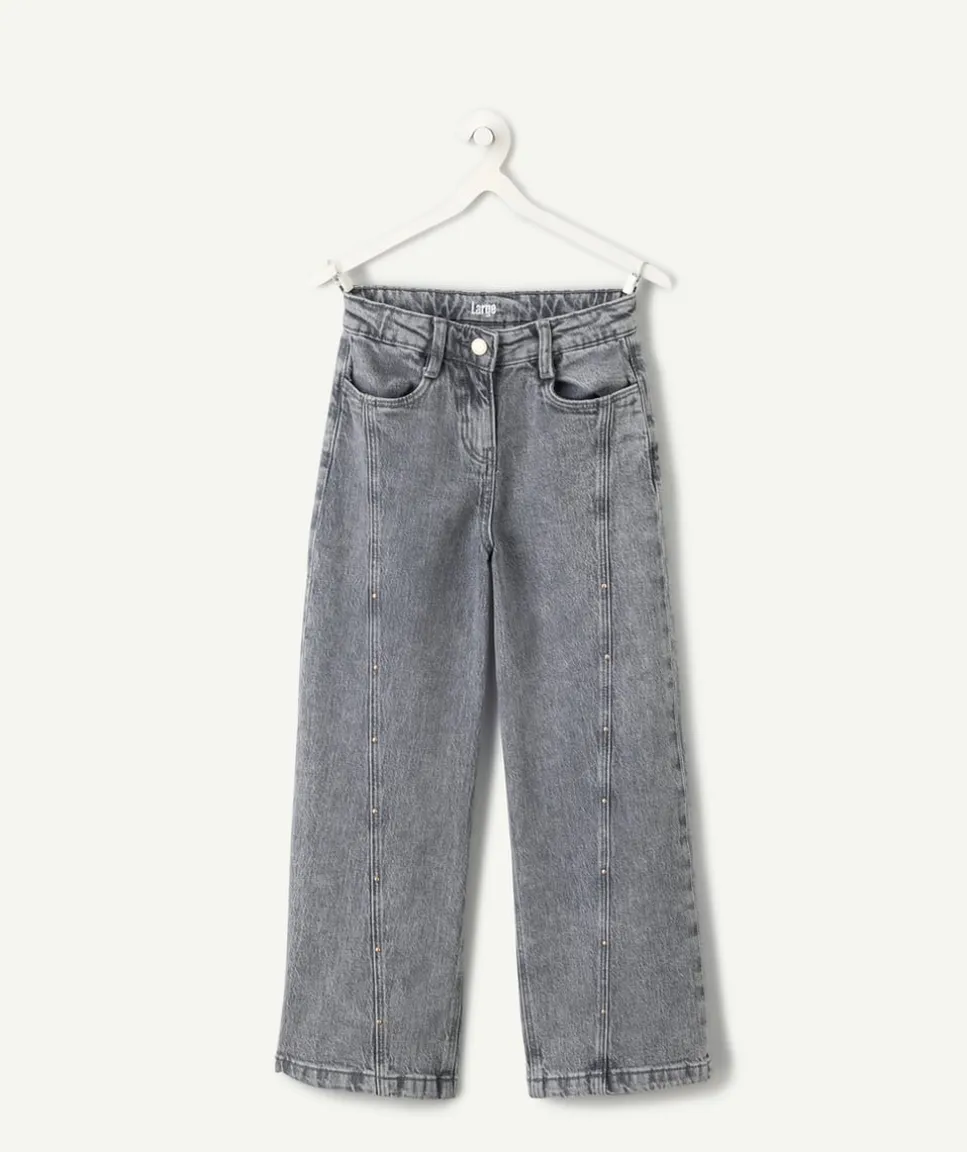 Jean fille large denim gris