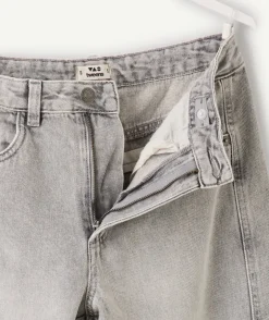 Jean fille large gris délavé