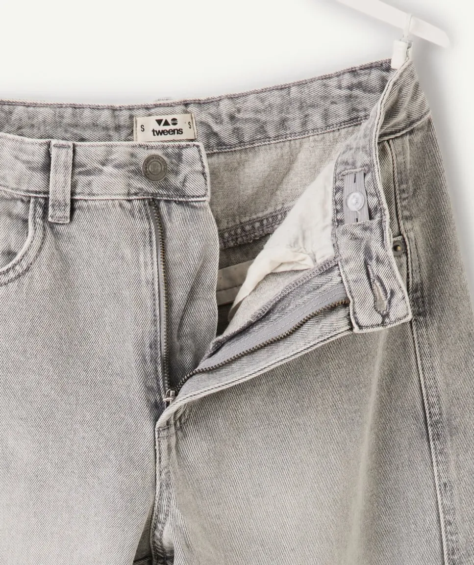 Jean fille large gris délavé