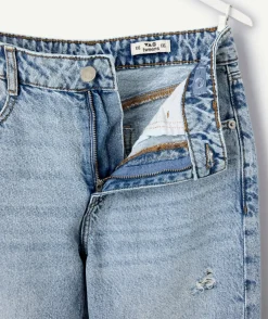 Jean fille mom bleu délavé