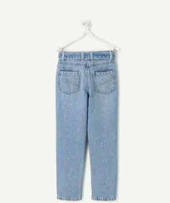 Jean fille mom denim bleu avec ceinture