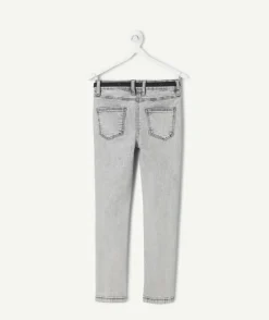 Jean fille skinny gris avec ceinture
