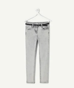 Jean fille skinny gris avec ceinture