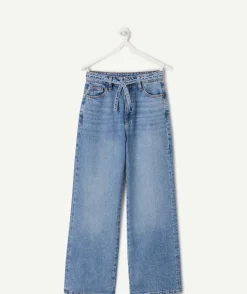 Jean fille wide leg denim bleu