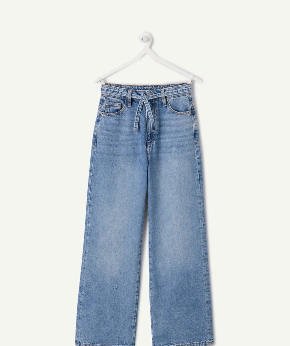 Jean fille wide leg denim bleu