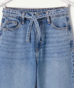 Jean fille wide leg denim bleu