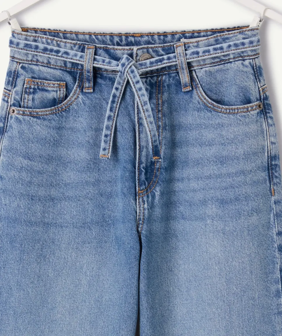Jean fille wide leg denim bleu