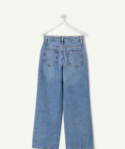 Jean fille wide leg denim bleu