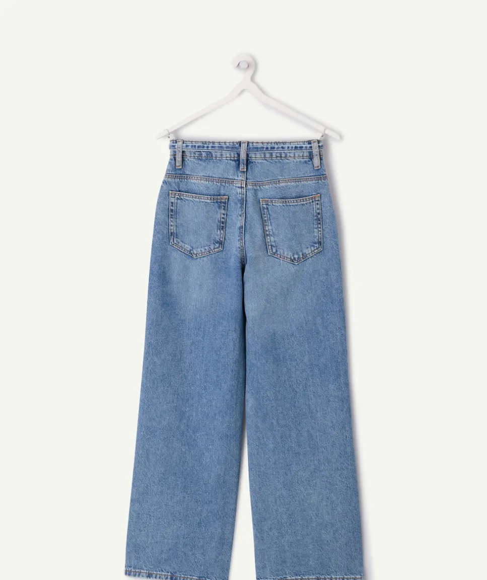 Jean fille wide leg denim bleu