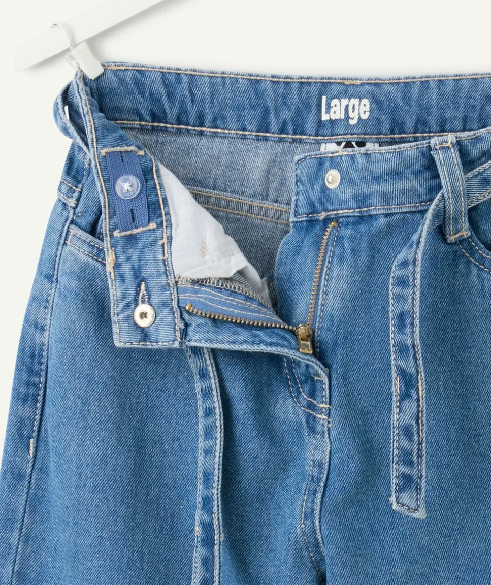 Jean fille wide leg denim clair