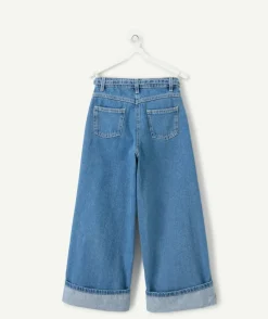 Jean fille wide leg denim clair