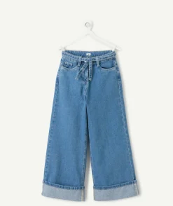 Jean fille wide leg denim clair
