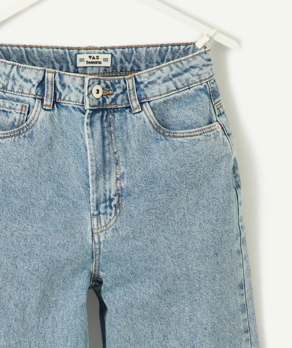 Jean fille wide leg denim clair