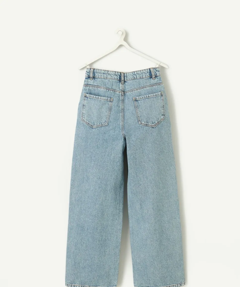 Jean fille wide leg denim clair