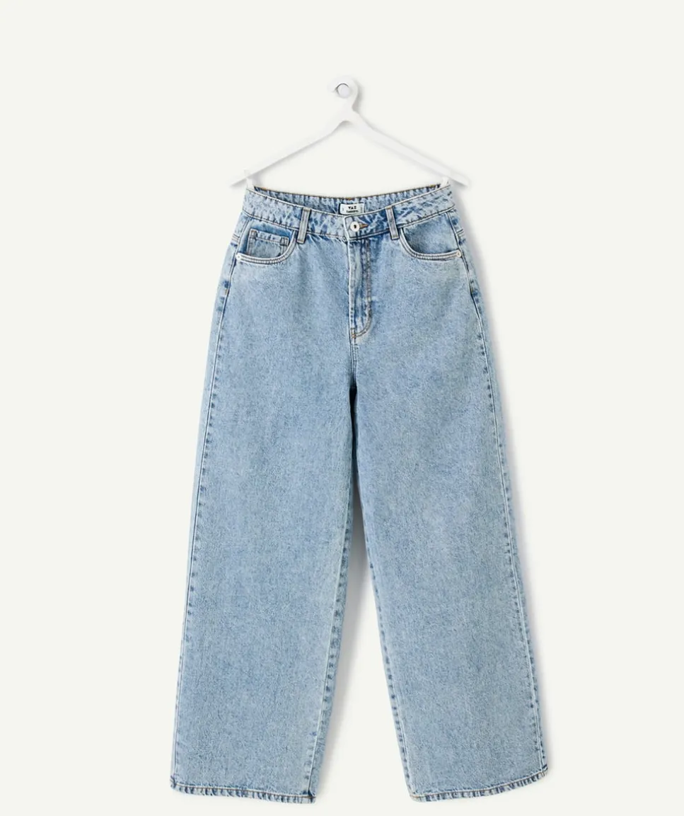 Jean fille wide leg denim clair