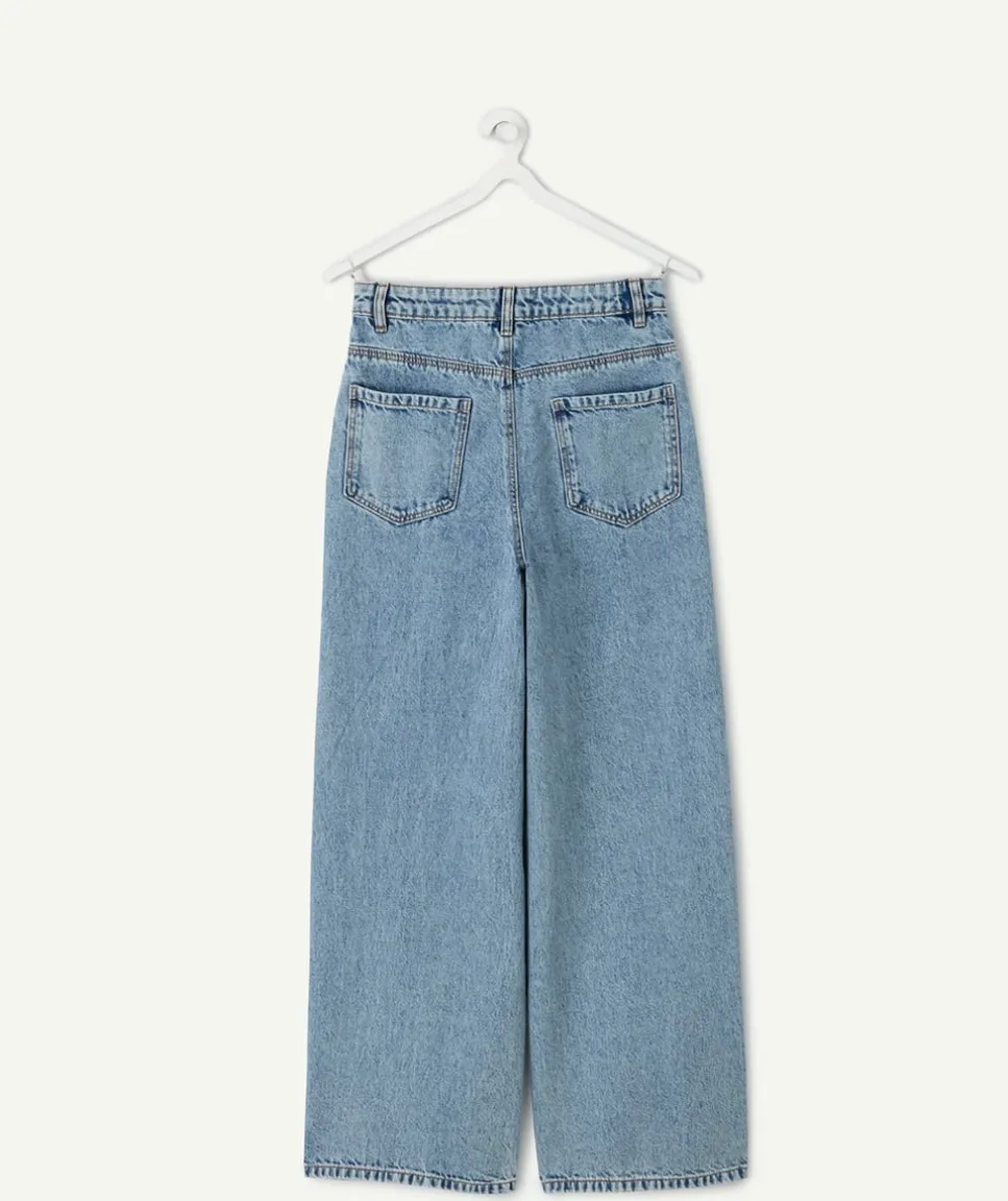 Jean fille wide leg denim clair