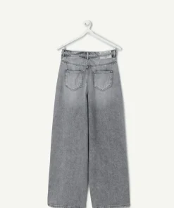Jean fille wide leg gris délavé
