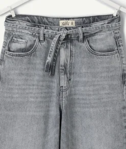 Jean fille wide leg gris délavé