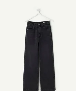 Jean fille wide leg noir